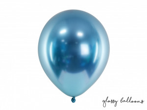 Baloane sidefate albastre latex 30 cm , 50 buc / set