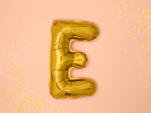 Balon auriu litera E folie 35 cm