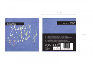 Servetele albastre Happy Birthday 33x33 cm , 20 buc/set