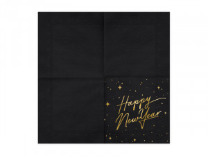 Servetele revelion Happy New year negru cu auriu 33x33 cm , 20 buc/set