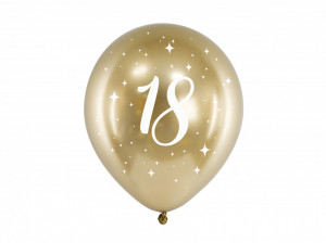 Baloane sidefate aurii majorat 18 ani, 30 cm, 6 buc / set