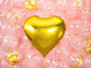Balon forma inima aurie din folie 61 cm