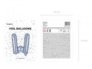 Balon litera W holografic folie 35 cm