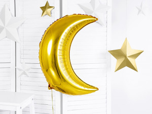 Balon auriu forma luna din folie 60 cm