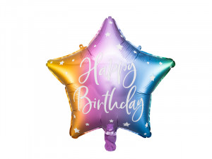 Balon colorat stea Happy Birthday 40 cm
