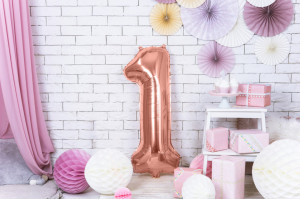 decoratiuni cu baloane cifre rose gold din folie dimensiune 86 cm