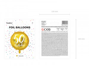 Balon rotund aniversare 50 ani folie 45 cm