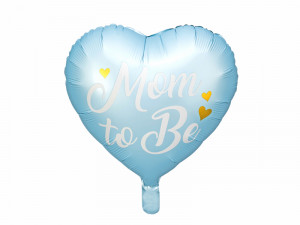 Balon inima bleu si auriu Mom to be 35cm