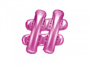 Balon roz inchis simbol # din folie 35 cm