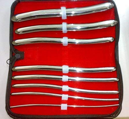 SCULAPE Stainless Steel Hegar Uterine Dilators Set Of 8 With Carrying Case