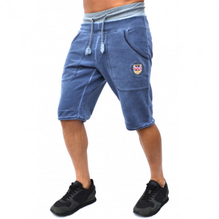 МЪЖКИ КЪСИ ПАНТАЛОНИ RELIO BLUE OIL DYE SHORTS С ИЗБЕЛВАНЕ ПО ШЕВОВЕТЕ