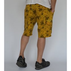 МЪЖКИ КЪСИ КАРГО ПАНТАЛОНИ СЪС СТРАНИЧНИ ДЖОБОВЕ ФЛОРАЛНИ МОТИВИ YELLOW OIL DYE