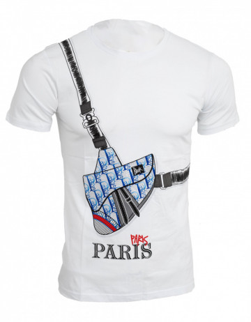 Tricou imprimeu Paris alb N41