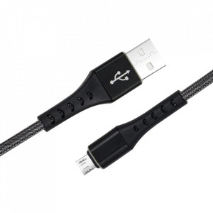 Cablu date incarcare Fish Fast Charge 3.0 USB la micro USB 1M 3A Negru