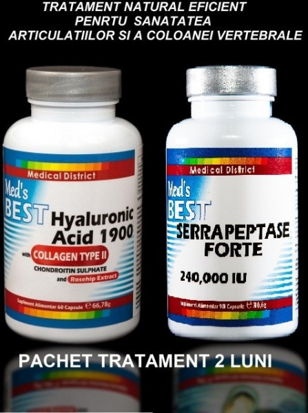 Poze Acid Hialuronic cu Colagen Tip2 + Serrapeptase 240000 Serra Tratament Naturist Refacere Articulatii Coxartroza Gonartroza *