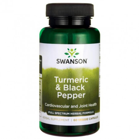 Poze Turmeric& Black Pepper- Turmeric cu Piper negru 60 veggie capsules Swanson