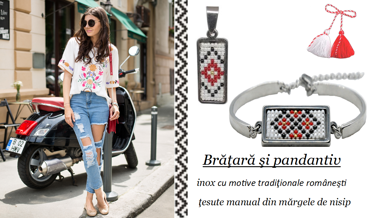 Bratara inox motiv traditional romburi ingemanate Gift4You