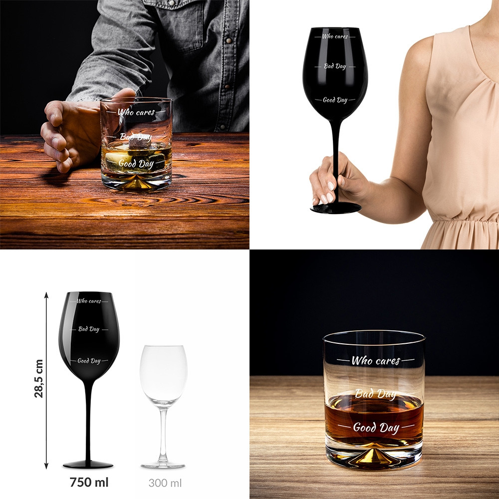 Set de pahare Who Cares pentru vin si shot in carcasa