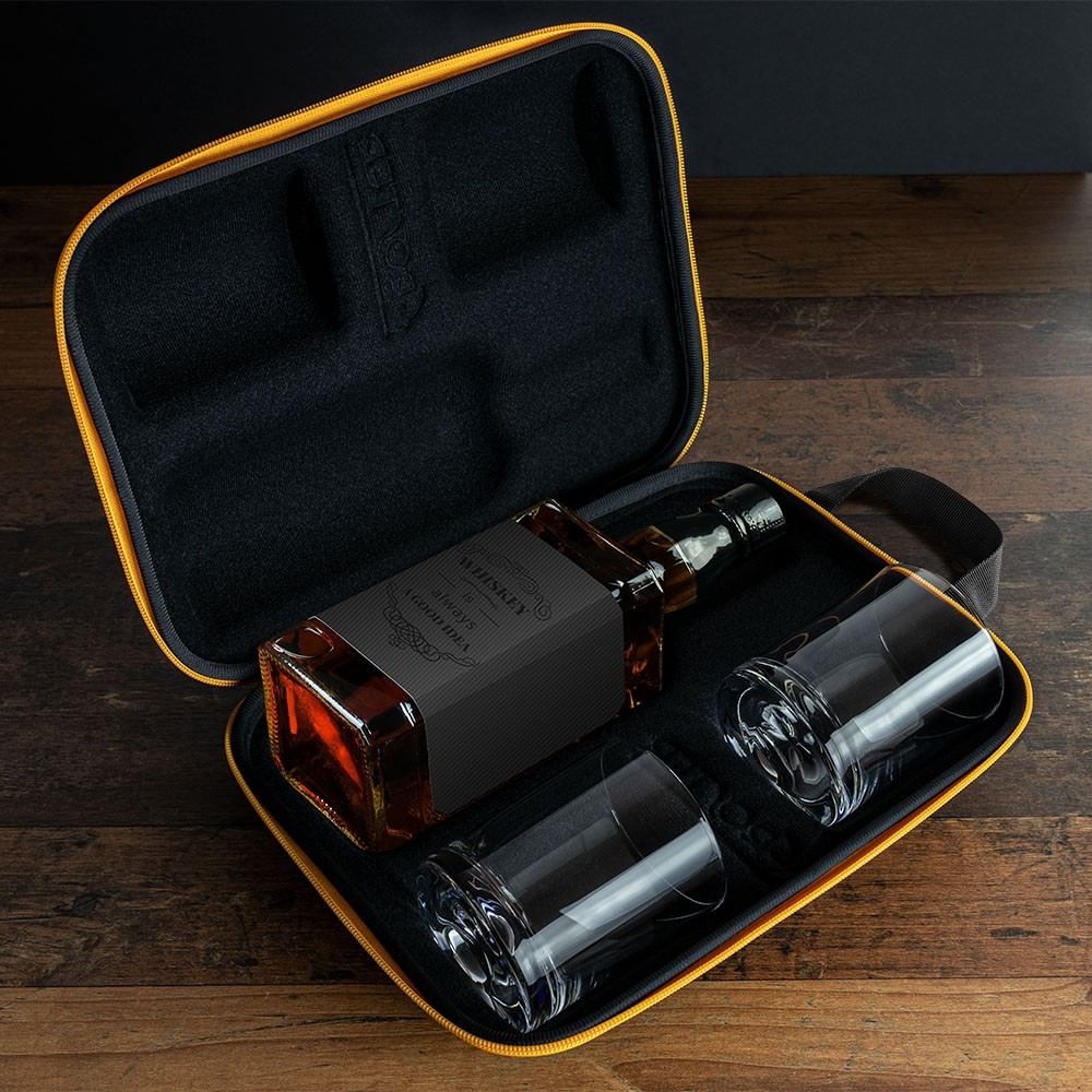 Cutie de Whisky cu 2 pahare in carcasa Elegance