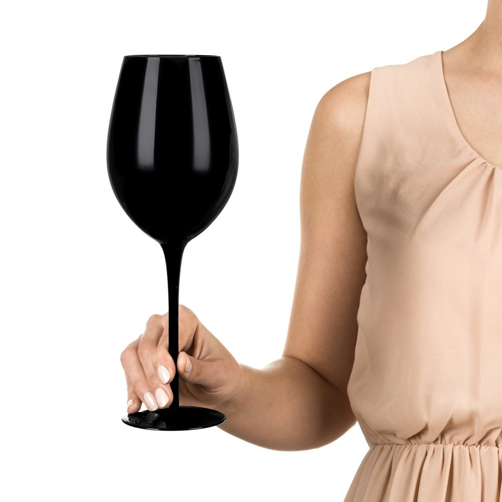 Pahar negru urias de vin in carcasa Elegance