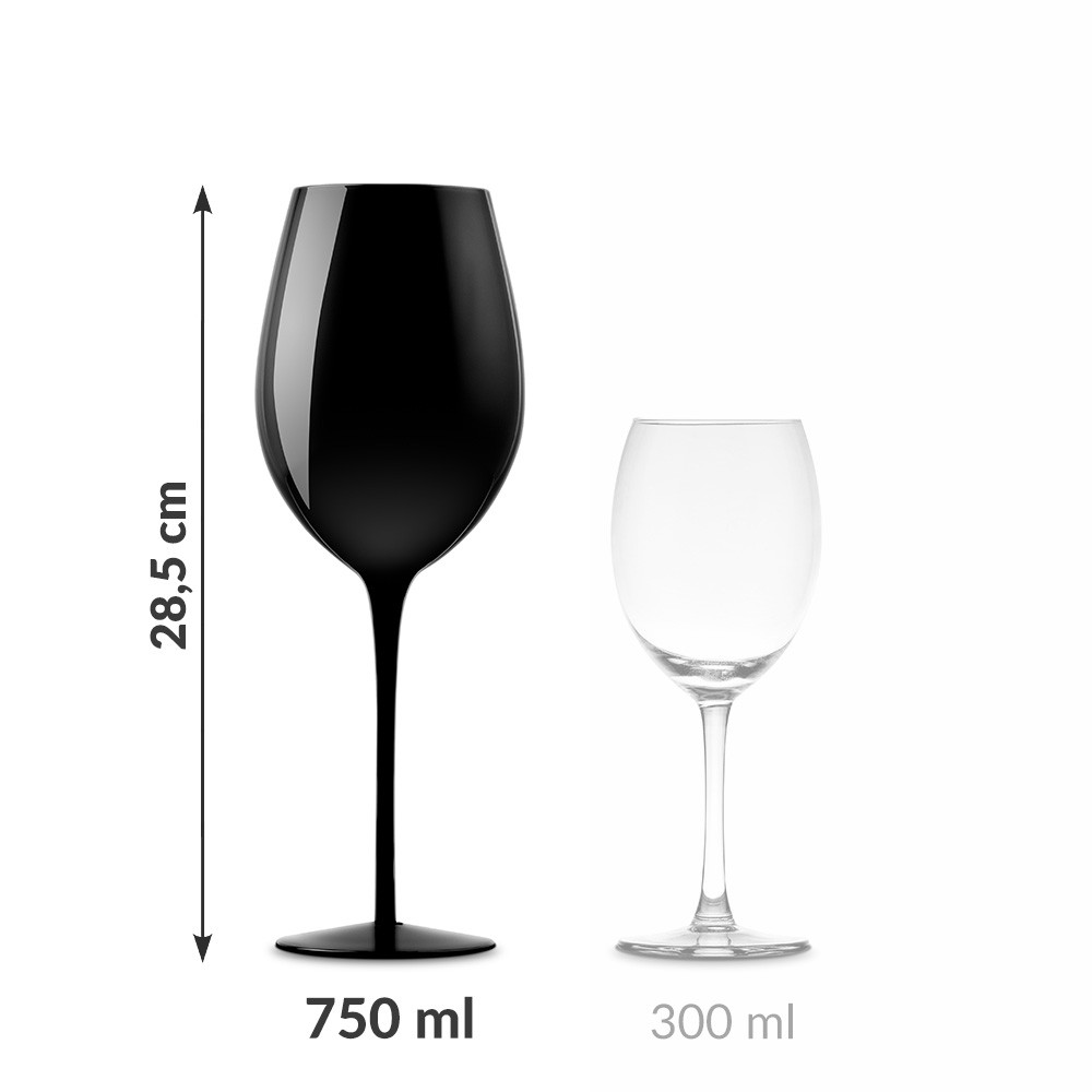 Pahar negru urias de vin in carcasa Elegance