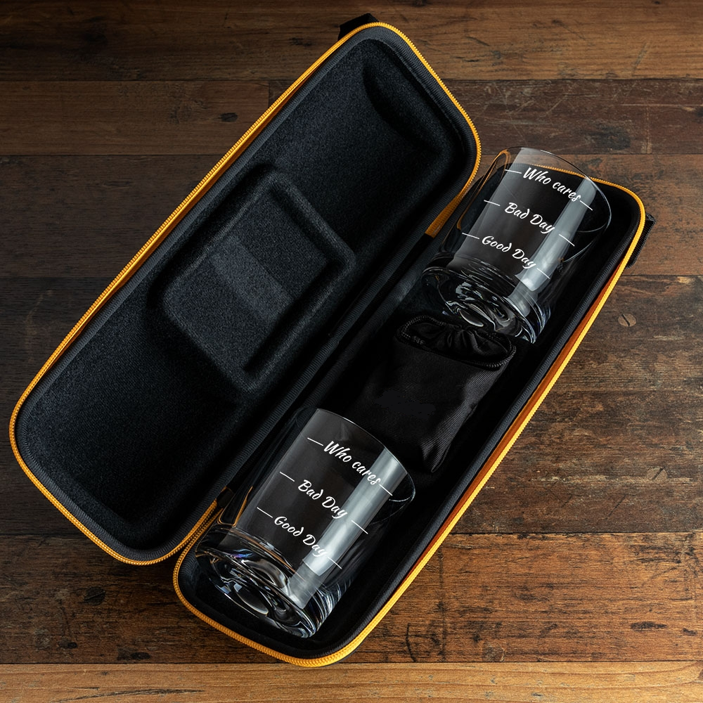Set 2 pahare de whisky Who Cares si pietre de racire in carcasa Elegance