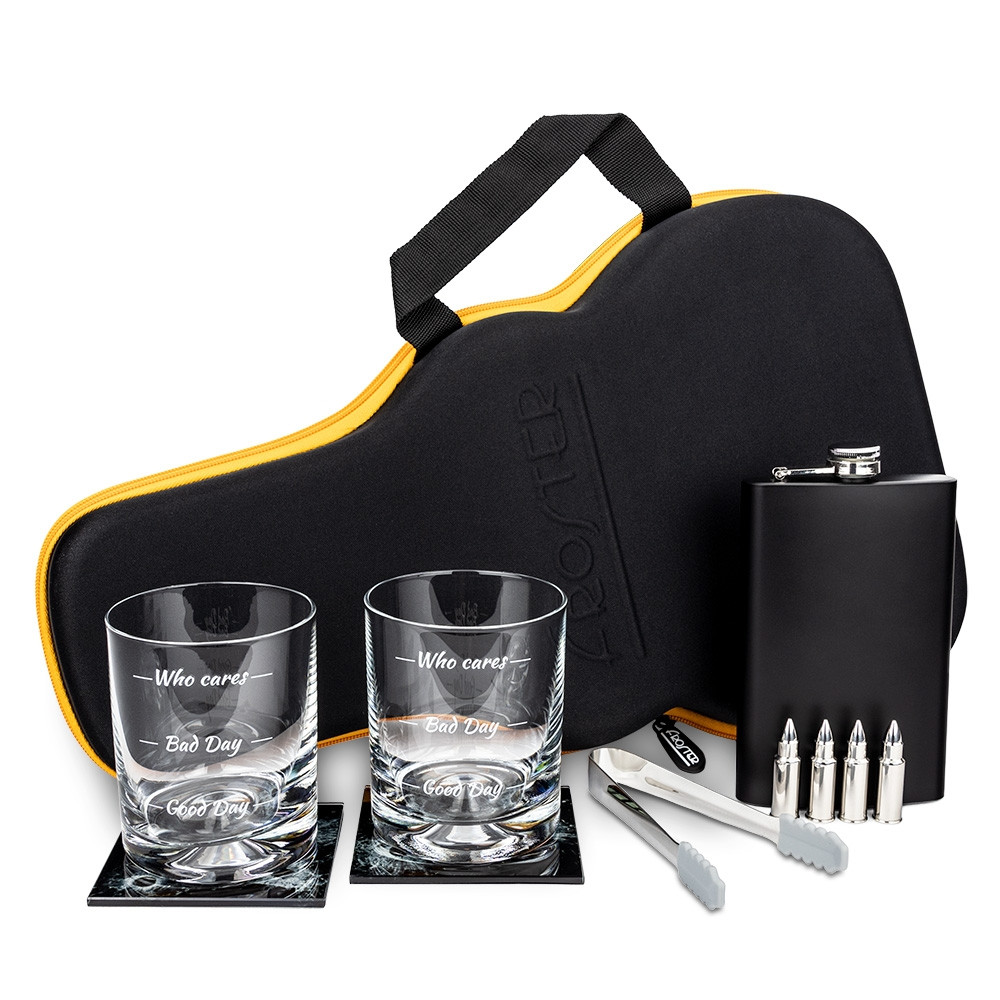 Guitar Whisky Set Who Cares - Set de whisky in carcasa Elegance cu forma de chitara