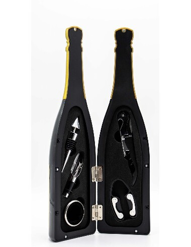 Set de accesorii pentru servire vin in forma de sticla de sampanie