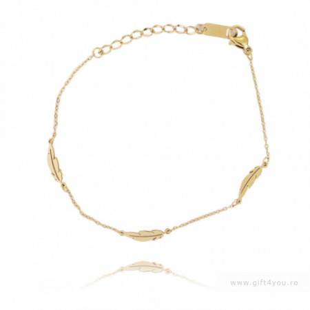 Bratara placata cu aur de 14K - model lantisor fin cu pana