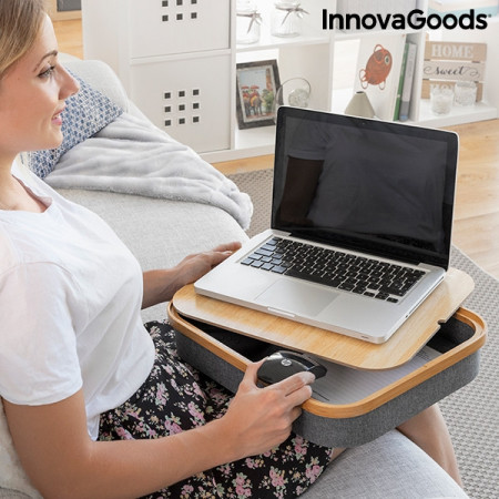 Masă portabilă pentru laptop cu spațiu de depozitare Larage InnovaGoods Home Living!