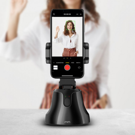 Suport stabilizator inteligent pentru telefon, ideal Vlog, FaceTime, TikTok cu recunoastere faciala, urmarire automata a miscarii, rotire la 360°
