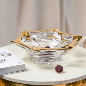 Cadou De Lux Cristal Bohemia - Set Vaza si platou pentru fructe colectia Elisee Aura