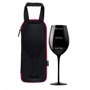 Pahar negru urias de vin Who Cares in carcasa Elegance