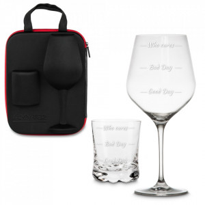 Set de pahar gigantic pentru vin Who Cares si pahar shot in carcasa Elegance