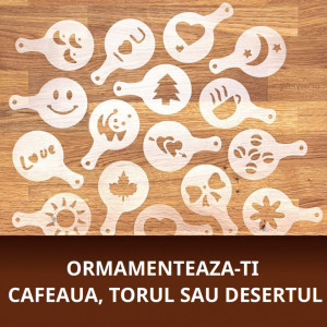 Set 16 sabloane pentru decor cafea capuccino sau ciocolata calda