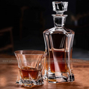 Cristal Bohemia - Set 7 piese Decantor de whisky + 6 pahare Omnia