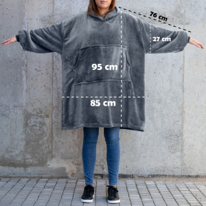 Patura cu maneci unisex tip hanorac - Hoodie Blanket - gri, roz, bleumarin