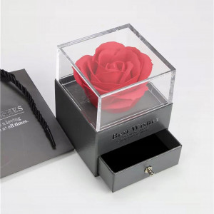 Cutie cadou Caseta de bijuterii cu trandafir rosu