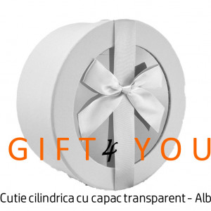 Cutie cadou rotunda cu capac transparent - Alba