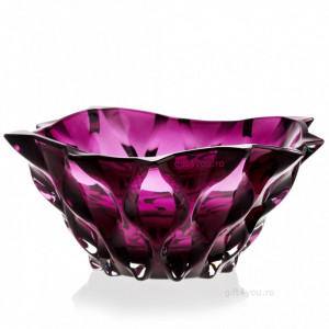 Cadou De Lux Cristal Bohemia - Set Vaza si platou pentru fructe colectia Zefir amethist