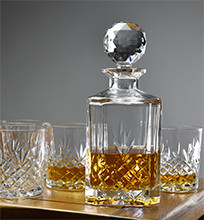 Cristal Bohemia - Set 7 piese Decantor de whisky + 6 pahare, modele taiate manual Gloria