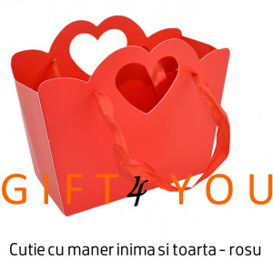 Punga cadou cu maner inima si toarta - rosu