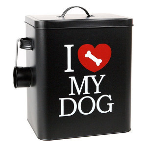 Recipient metalic 15 Litri pentru pastrare hrana uscata caini - I Love My Dog