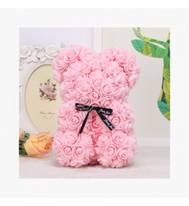 Ursulet romantic decorat cu miniroze roz - Rose Bear