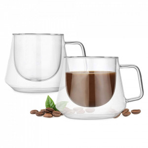 Cana de cafea cu pereti dubli 200 ml - Thermo Diamond - Set de 2