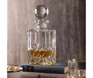 Cristal Bohemia - Set 7 piese Decantor de whisky + 6 pahare, modele taiate manual Gloria
