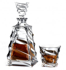 Cristal Bohemia - Set 7 piese Decantor de whisky + 6 pahare Precious