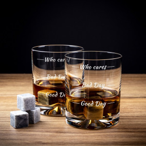 Set 2 pahare de whisky Who Cares si pietre de racire in carcasa Elegance
