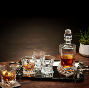 Cristal Bohemia - Set 7 piese Decantor de whisky + 6 pahare Twister