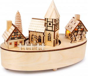 Decor Craciun - Cutie muzicala de lemn cu muzica lumini si miscare Christmas Town